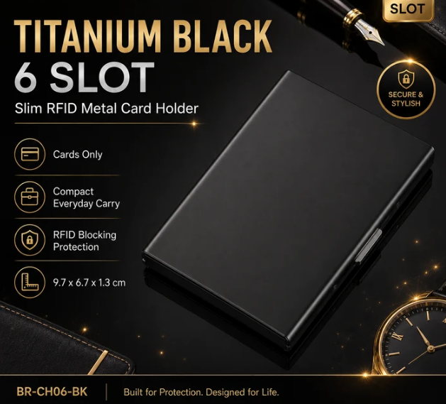 RFID Blocking Stainless Steel Card Holder, Slim Portable Anti‑Theft Metal Credit Card Case