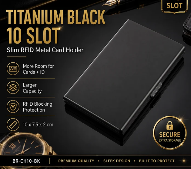 RFID Blocking Stainless Steel Card Holder, Slim Portable Anti‑Theft Metal Credit Card Case