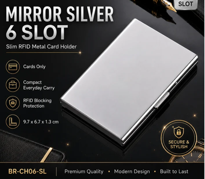 RFID Blocking Stainless Steel Card Holder, Slim Portable Anti‑Theft Metal Credit Card Case