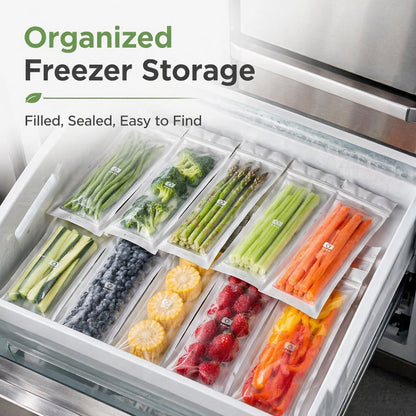🔥 49% OFF Limited Offer – 🥬 50/100PCS Reusable Long Food Storage Bags, Double-Zip Seal Freshness Bags for Kitchen