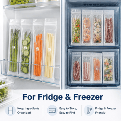 🔥 49% OFF Limited Offer – 🥬 50/100PCS Reusable Long Food Storage Bags, Double-Zip Seal Freshness Bags for Kitchen