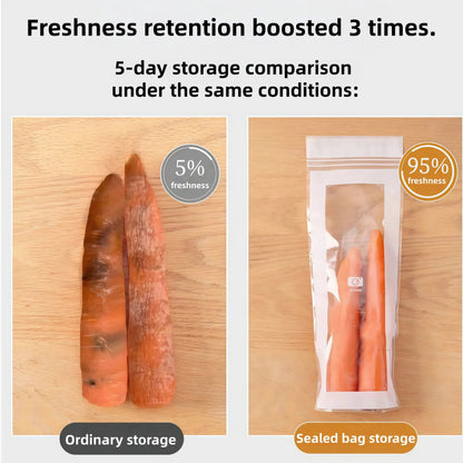 🔥 49% OFF Limited Offer – 🥬 50/100PCS Reusable Long Food Storage Bags, Double-Zip Seal Freshness Bags for Kitchen