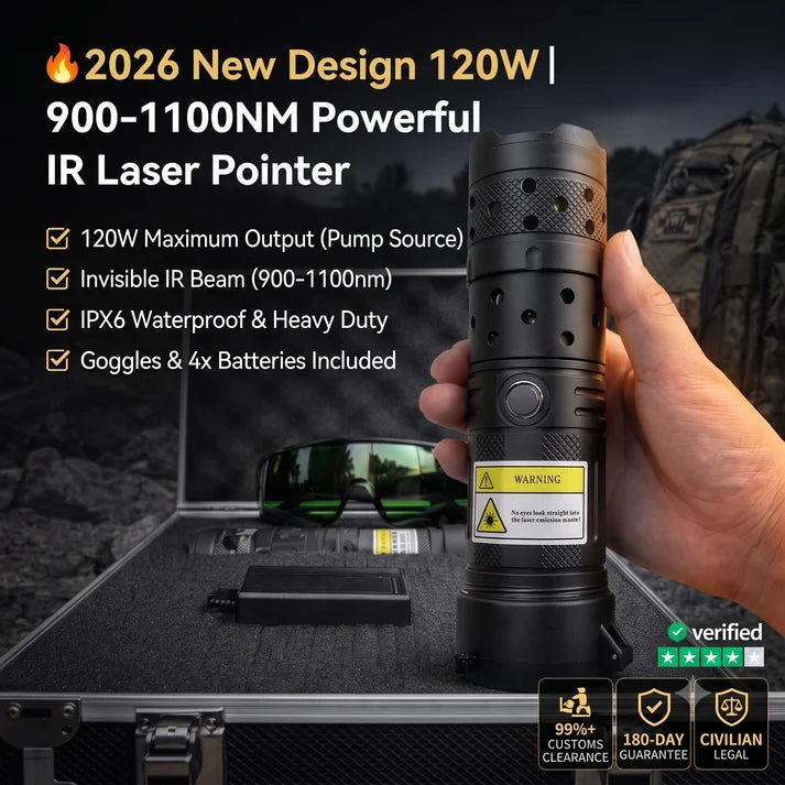 2026 New Design 120W 900-1100NM Powerful IR Laser Pointer