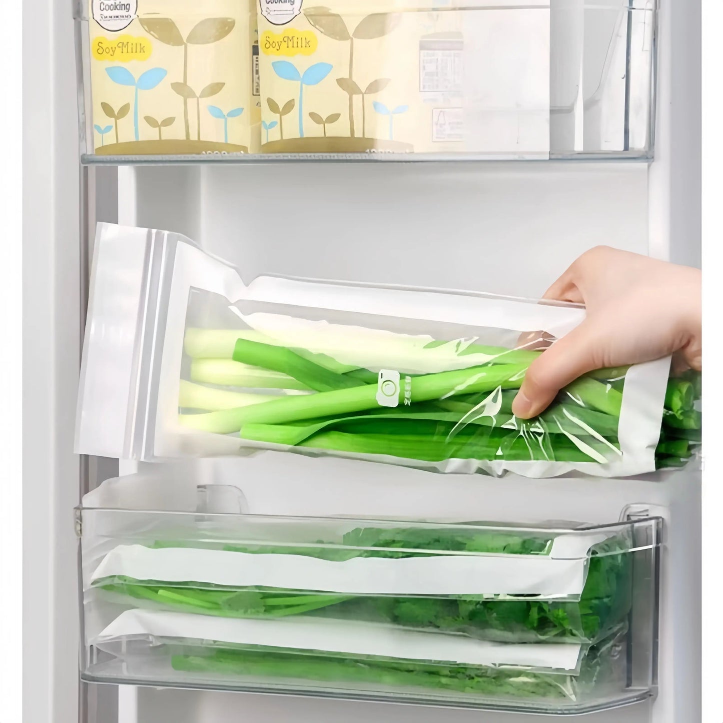 🔥 49% OFF Limited Offer – 🥬 50/100PCS Reusable Long Food Storage Bags, Double-Zip Seal Freshness Bags for Kitchen