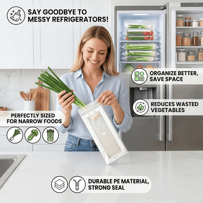 🔥 49% OFF Limited Offer – 🥬 50/100PCS Reusable Long Food Storage Bags, Double-Zip Seal Freshness Bags for Kitchen