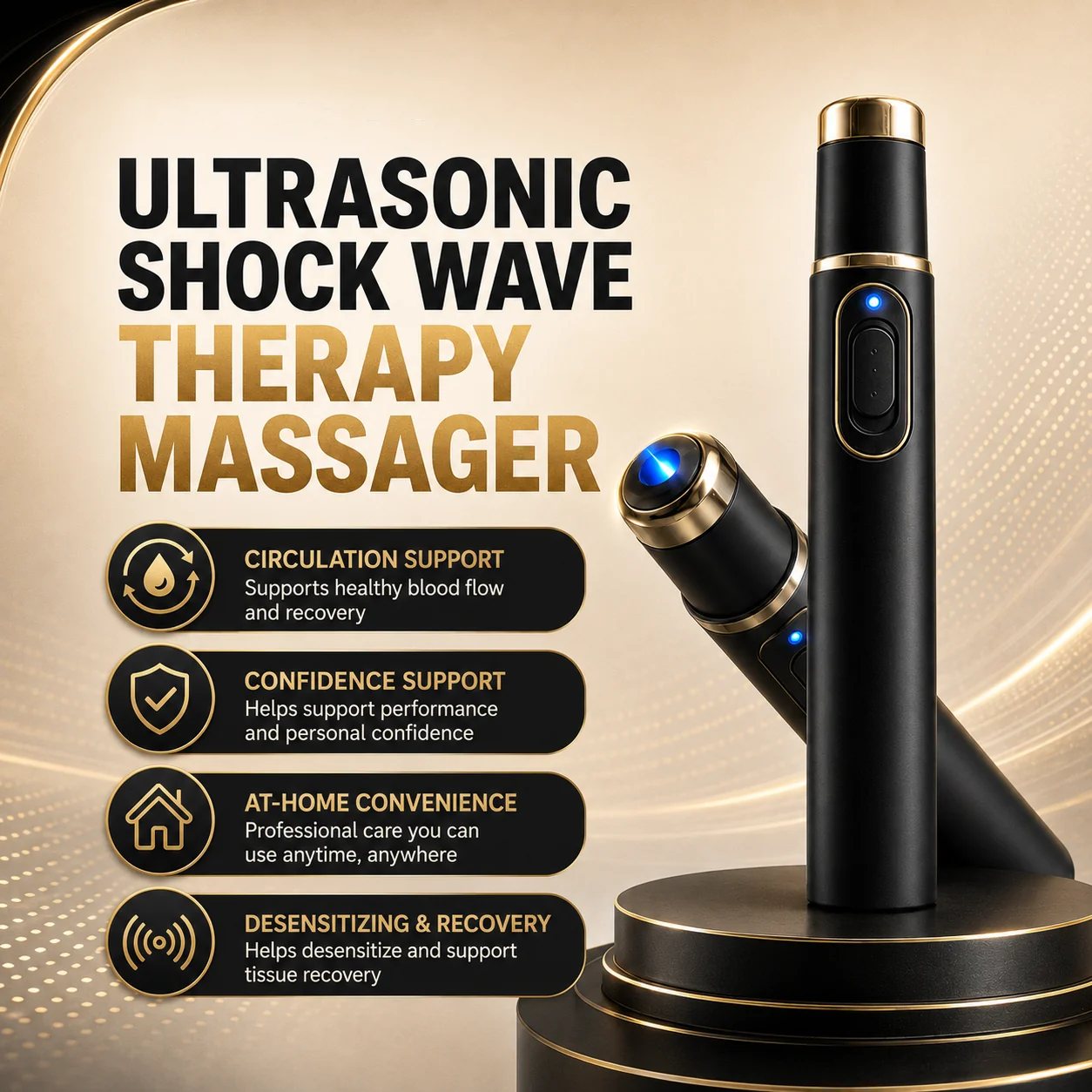 Ultrasonic Shock WaveTherapy Massager--Restore Circulation.Relieve Deep Pain.Rebuild Male Confidence.