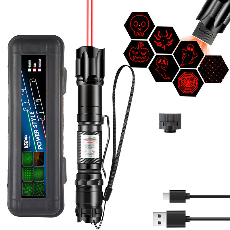 🔦 Rechargeable Red or Green Laser Pointer with Pattern Heads
